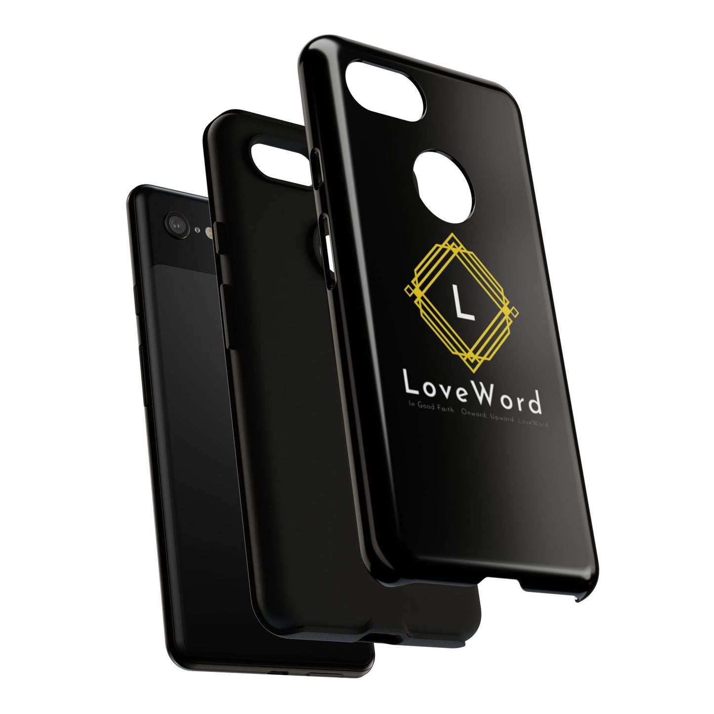 LoveWord Monogram Tough Phone Case — Black Protective iPhone Cover