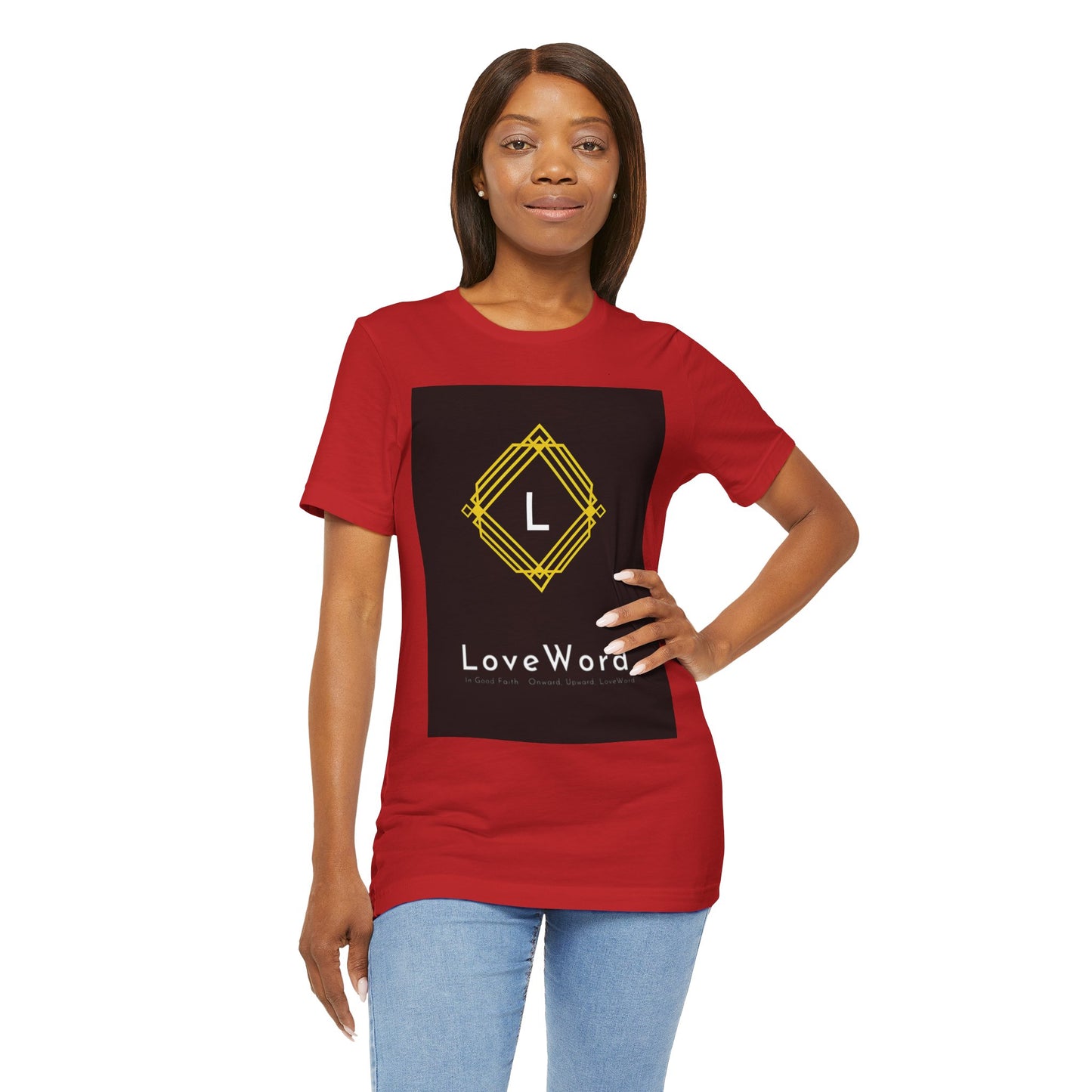 LoveWord Monogram Tee — Geometric Gold Emblem T‑Shirt