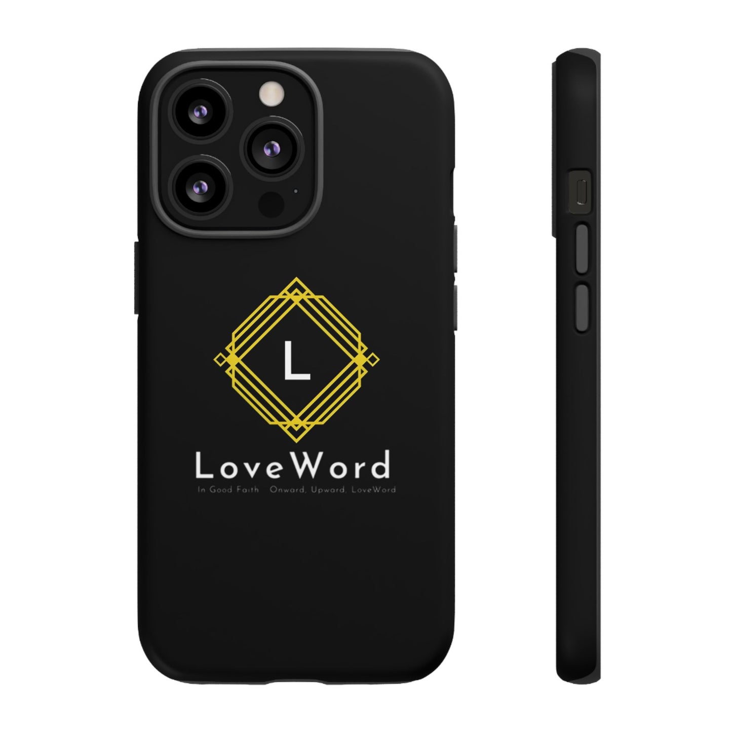 LoveWord Monogram Tough Phone Case — Black Protective iPhone Cover