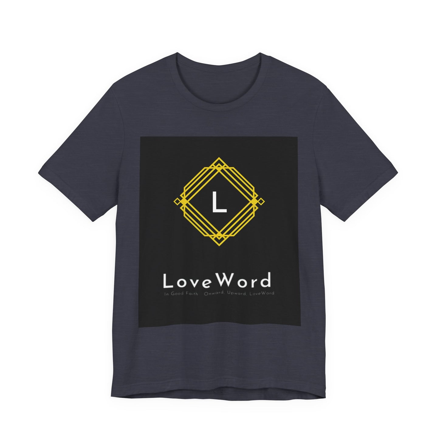 LoveWord Monogram Tee — Geometric Gold Emblem T‑Shirt