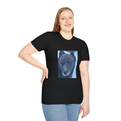 Wolf Face T‑Shirt  Frosty Snow Dog Portrait Tee