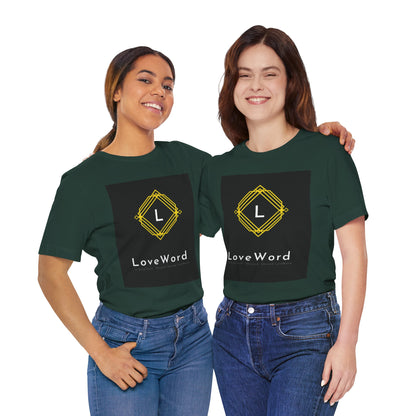 LoveWord Monogram Tee — Geometric Gold Emblem T‑Shirt