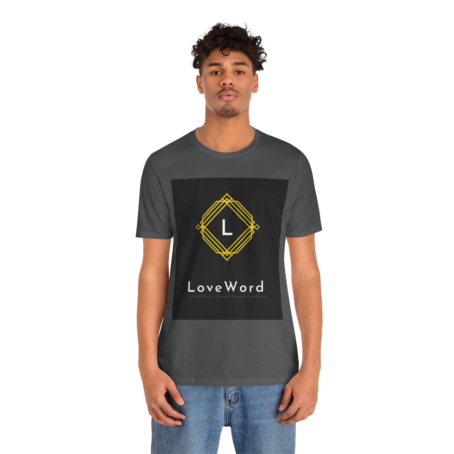 LoveWord Monogram Tee — Geometric Gold Emblem T‑Shirt