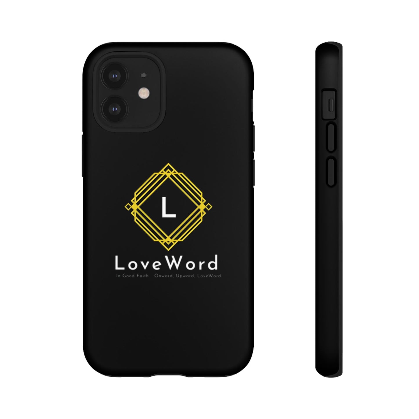 LoveWord Monogram Tough Phone Case — Black Protective iPhone Cover
