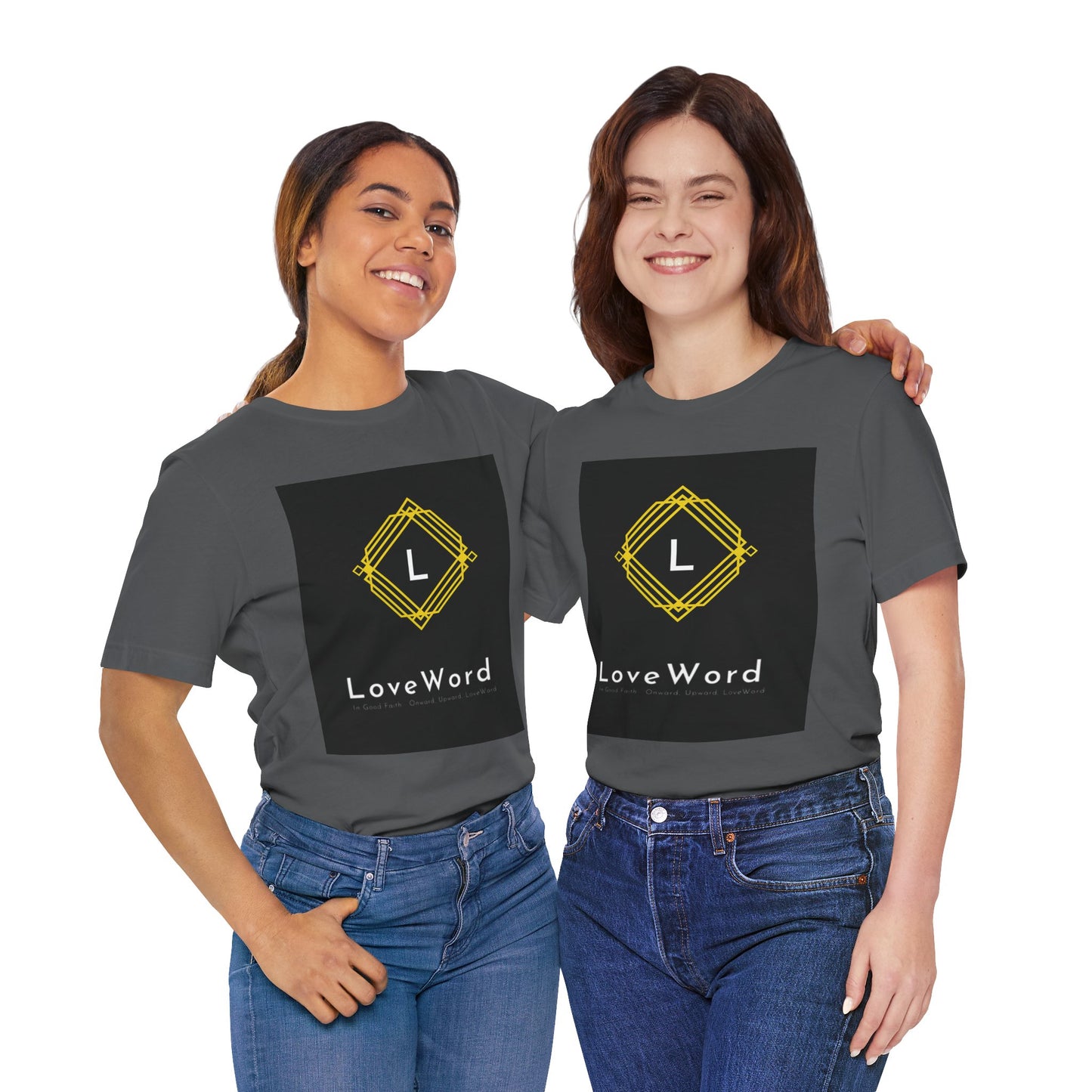 LoveWord Monogram Tee — Geometric Gold Emblem T‑Shirt