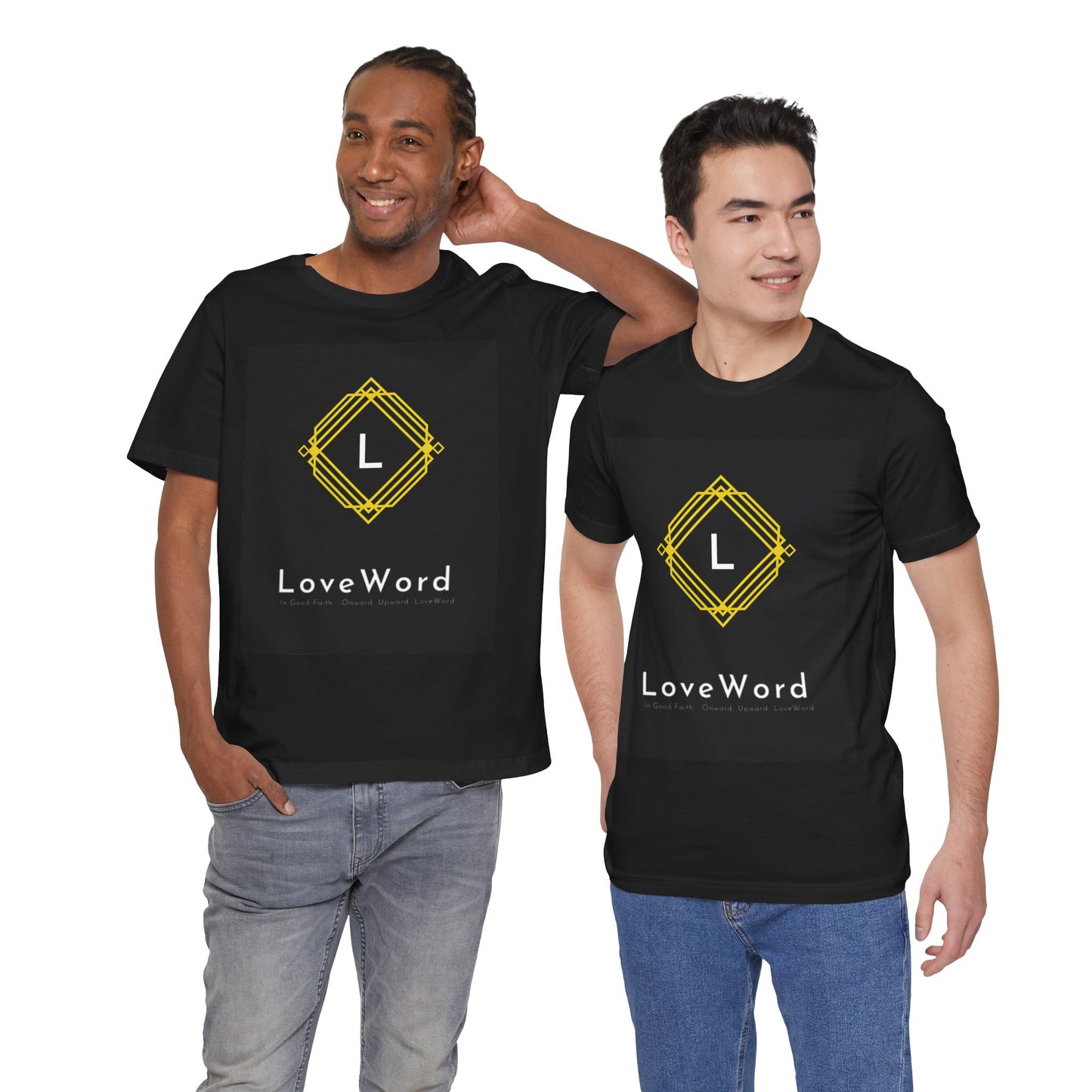 LoveWord Monogram Tee — Geometric Gold Emblem T‑Shirt