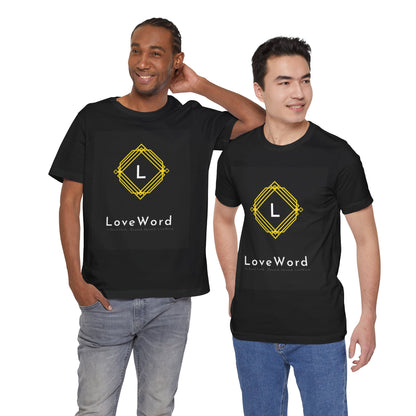 LoveWord Monogram Tee — Geometric Gold Emblem T‑Shirt