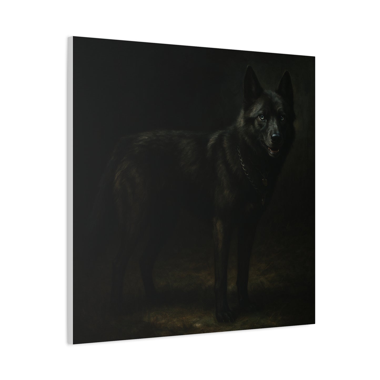 Odin – The Dark Majesty” Premium Poster Print, Black German Shepherd Canvas Wall Art — Dark Moody Animal Portrait