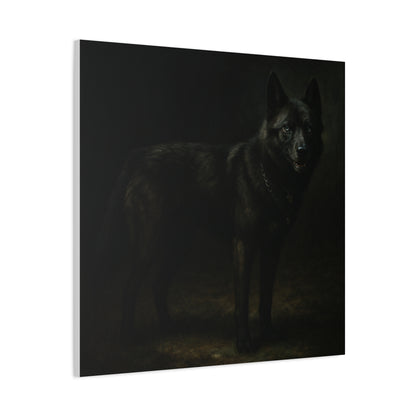 Odin – The Dark Majesty” Premium Poster Print, Black German Shepherd Canvas Wall Art — Dark Moody Animal Portrait