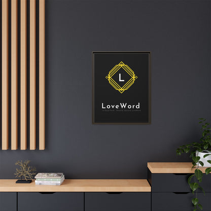 Framed Matte Canvas Art – LoveWord Gold Emblem on Black