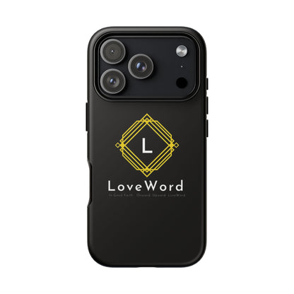 LoveWord Monogram Tough Phone Case — Black Protective iPhone Cover