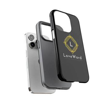 LoveWord Monogram Tough Phone Case — Black Protective iPhone Cover