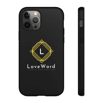 LoveWord Monogram Tough Phone Case — Black Protective iPhone Cover