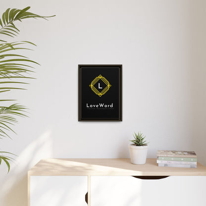 Framed Matte Canvas Art – LoveWord Gold Emblem on Black