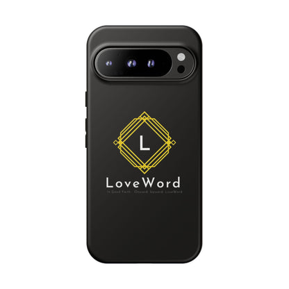 LoveWord Monogram Tough Phone Case — Black Protective iPhone Cover