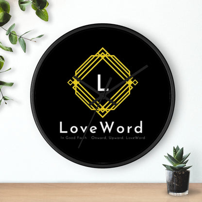 LoveWord Logo Wall Clock — Modern Black & Gold Decorative Clock