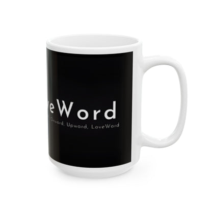 Love Wins Black Ceramic Mug – LoveWord Inspirational Faith Coffee Cup (11oz/15oz)