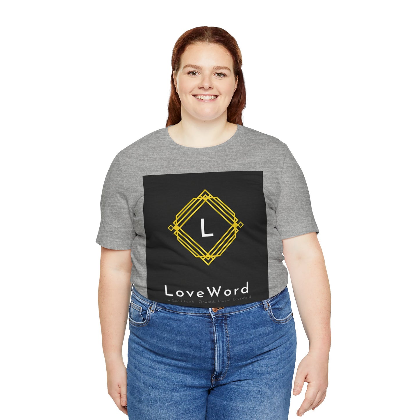 LoveWord Monogram Tee — Geometric Gold Emblem T‑Shirt
