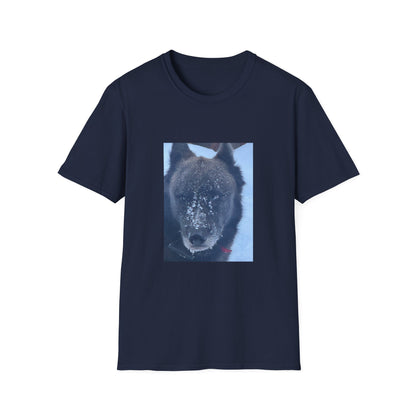Wolf Face T‑Shirt  Frosty Snow Dog Portrait Tee