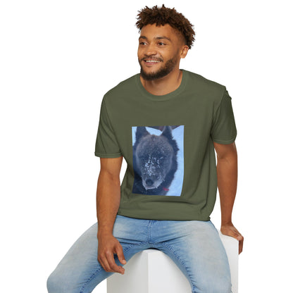 Wolf Face T‑Shirt  Frosty Snow Dog Portrait Tee