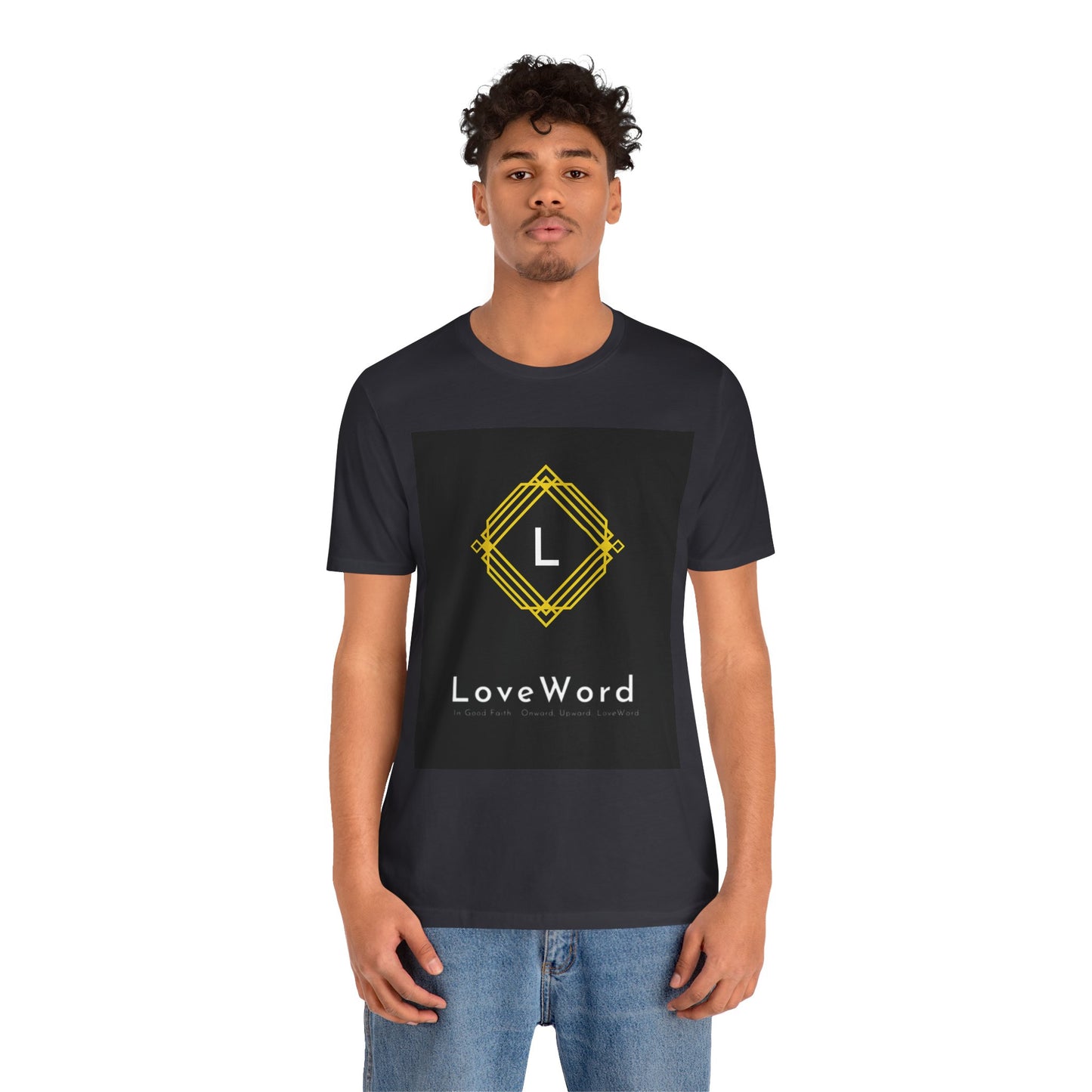 LoveWord Monogram Tee — Geometric Gold Emblem T‑Shirt