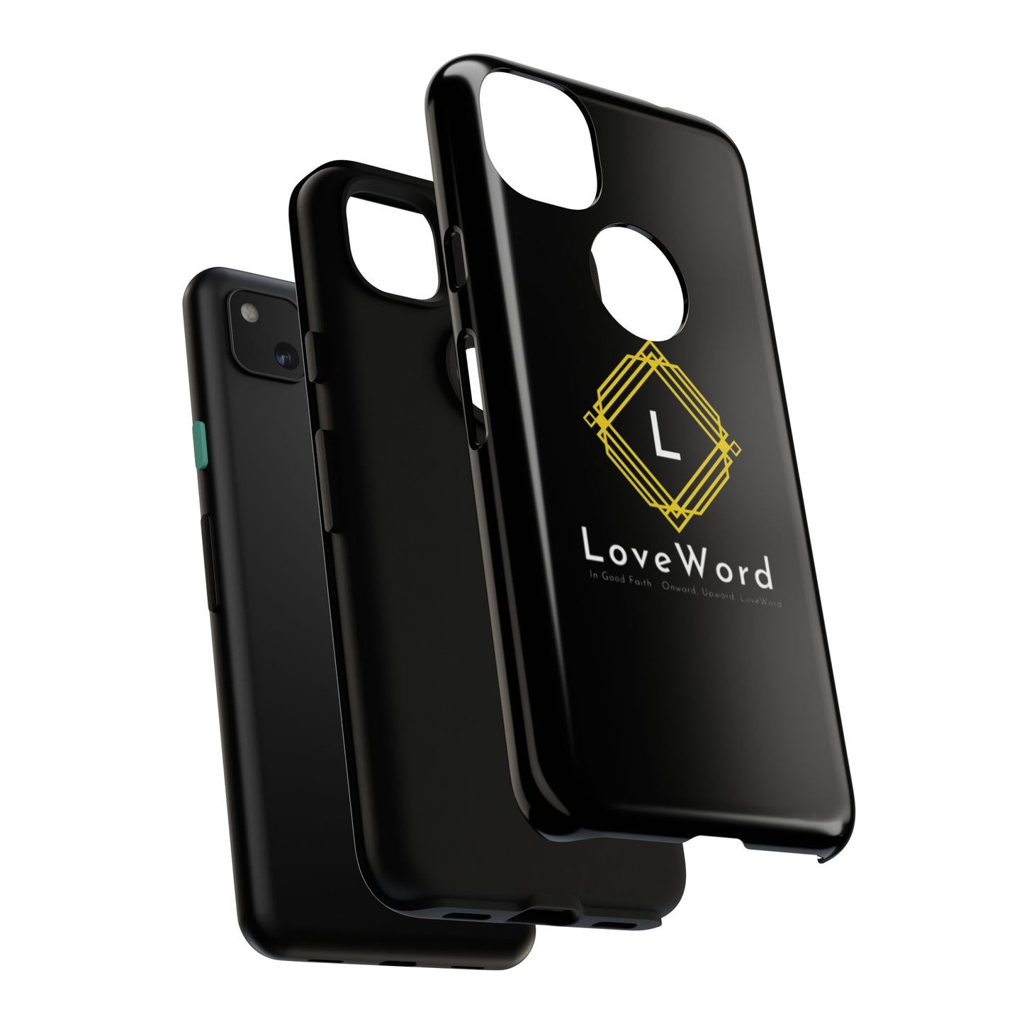 LoveWord Monogram Tough Phone Case — Black Protective iPhone Cover