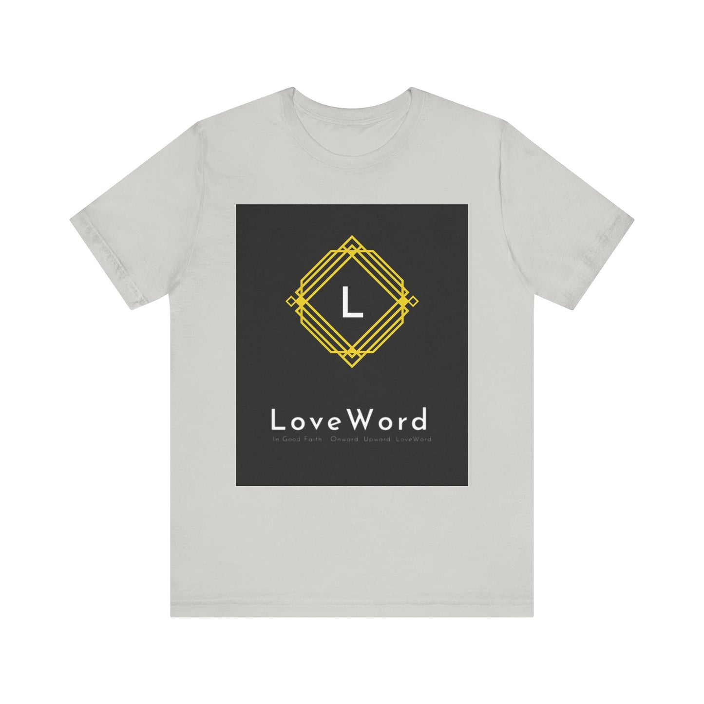 LoveWord Monogram Tee — Geometric Gold Emblem T‑Shirt