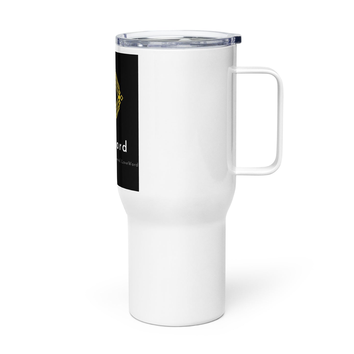 LoveWord logo Travel mug with a handle